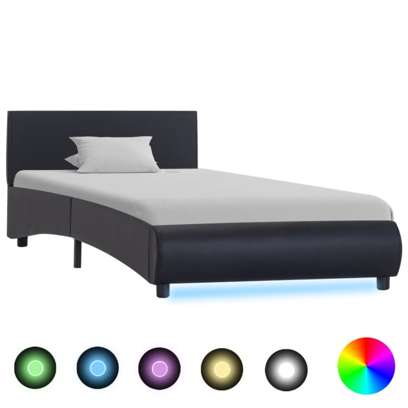 vidaXL Giroletto con LED Nero in Similpelle 90x200 cm 