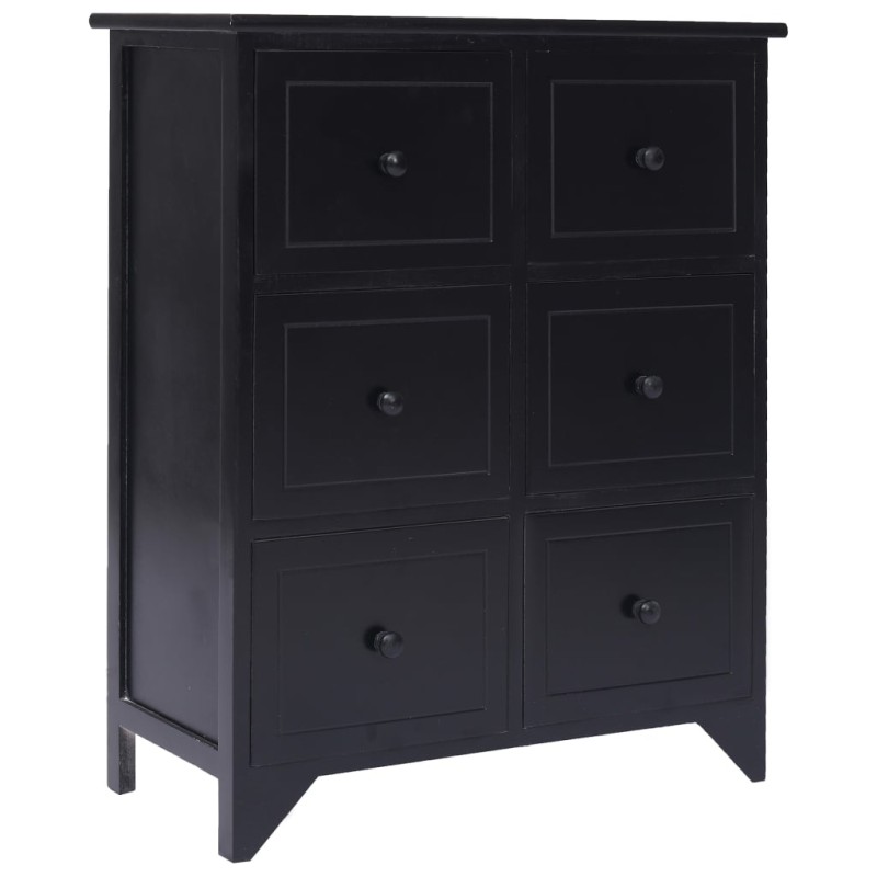 vidaXL Armadietto con 6 Cassetti Nero 60x30x75cm Legno di Paulownia vidaXL Armadietto con 6 Cassetti Nero 60x30x75cm Legno di Paulownia