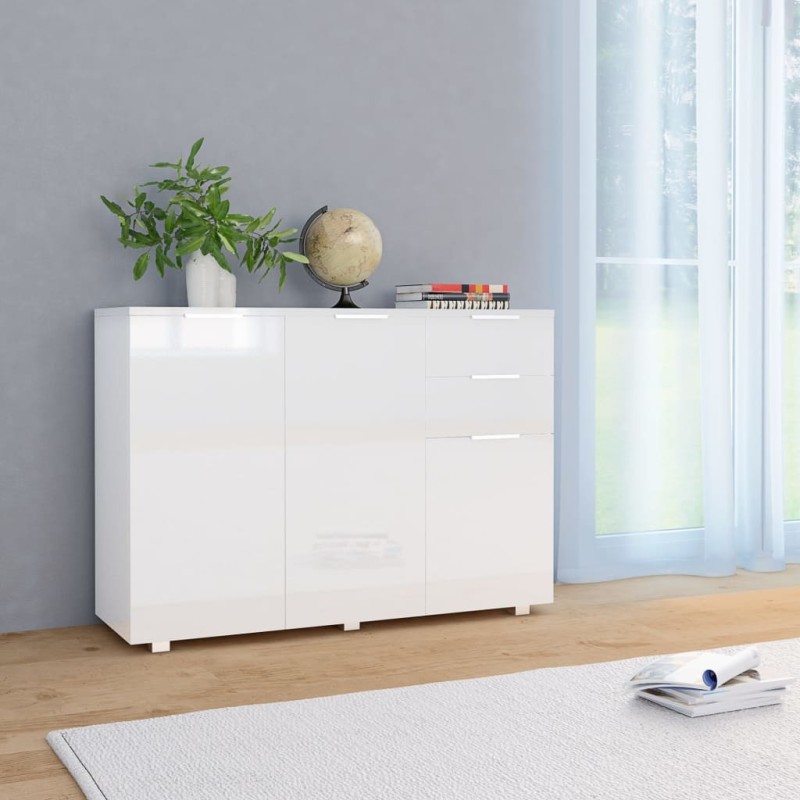 vidaXL Credenza Bianco Lucido 107x35x80,5 cm vidaXL Credenza Bianco Lucido 107x35x80,5 cm