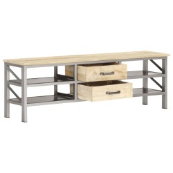 vidaXL Mobile Porta TV 120x30x40 cm in Legno Massello di Mango