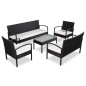 vidaXL Set Divani da Giardino 5 pz con Cuscini in Polyrattan Nero vidaXL Set Divani da Giardino 5 pz con Cuscini in Polyrattan Nero