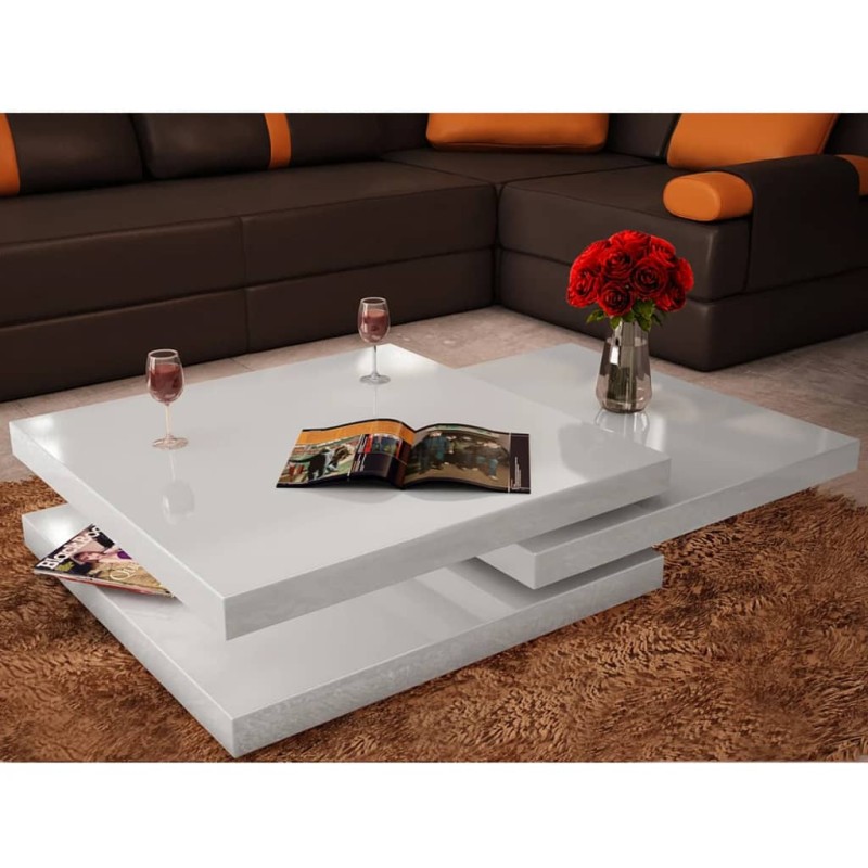 vidaXL Tavolino da Salotto a 3 Livelli Bianco Lucido vidaXL Tavolino da Salotto a 3 Livelli Bianco Lucido