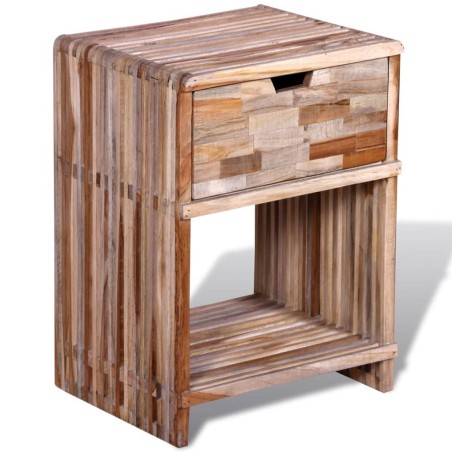 vidaXL Comodino con Cassetto in Legno di Recupero di Teak 