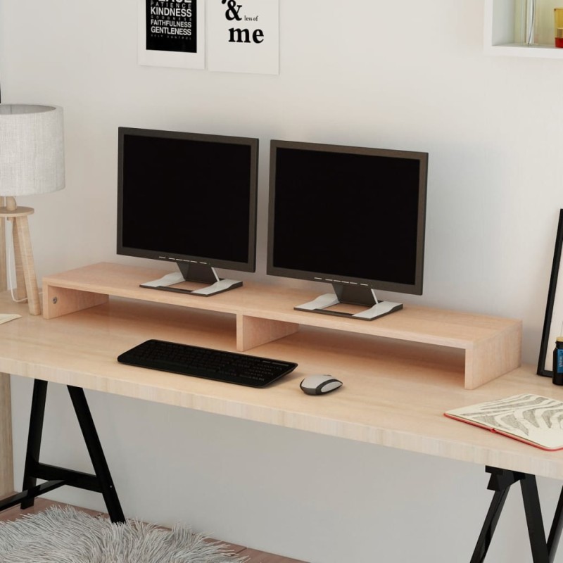 vidaXL Supporto per Monitor in Truciolato 110x23,5x9 cm Beige vidaXL Supporto per Monitor in Truciolato 110x23,5x9 cm Beige