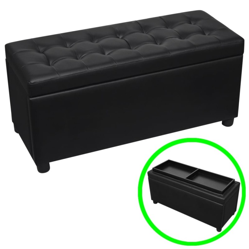 vidaXL Sgabello con Contenitore in Pelle Artificiale Nero vidaXL Sgabello con Contenitore in Pelle Artificiale Nero