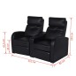 vidaXL Divano Reclinabile a 2 Posti con LED in Similpelle Nero vidaXL Divano Reclinabile a 2 Posti con LED in Similpelle Nero