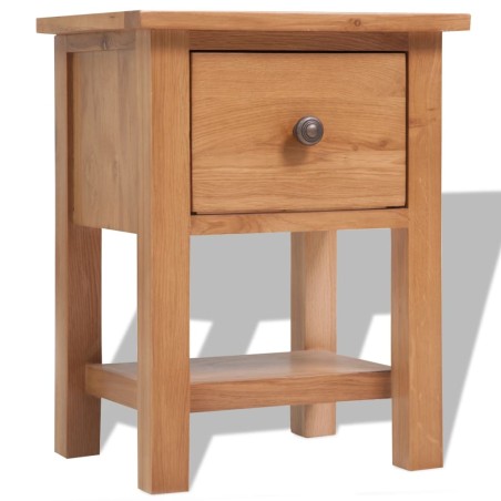 vidaXL Comodino 36x30x47 cm in Legno Massello di Rovere