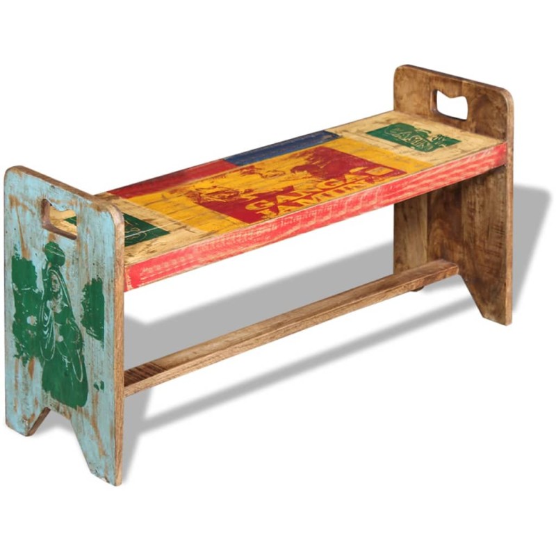 vidaXL Panchina Cola in Legno Massello di Recupero 100x30x50 cm vidaXL Panchina Cola in Legno Massello di Recupero 100x30x50 cm