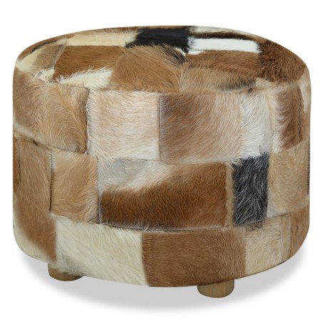 vidaXL Pouf Rotondo in Vera Pelle 50x50x45 cm 