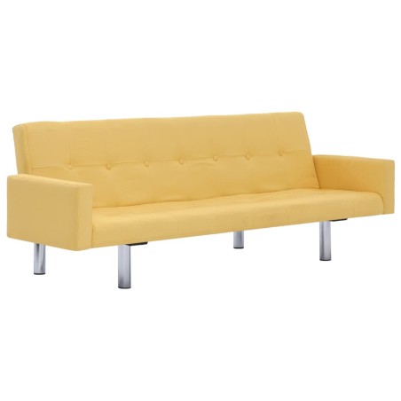 vidaXL Divano Letto con Braccioli Giallo in Poliestere