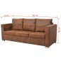 vidaXL Divano a 3 Posti 191x73x82 cm in Pelle Scamosciata Artificiale vidaXL Divano a 3 Posti 191x73x82 cm in Pelle Scamosciata Artificiale