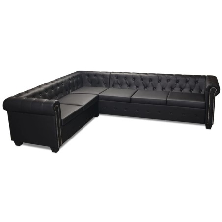 vidaXL Divano Chersterfield 6 posti Pelle Artificiale Nera   