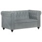 vidaXL Divano Chesterfield a 2 Posti Grigio in Vera Pelle vidaXL Divano Chesterfield a 2 Posti Grigio in Vera Pelle