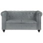vidaXL Divano Chesterfield a 2 Posti Grigio in Vera Pelle vidaXL Divano Chesterfield a 2 Posti Grigio in Vera Pelle