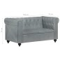 vidaXL Divano Chesterfield a 2 Posti Grigio in Vera Pelle vidaXL Divano Chesterfield a 2 Posti Grigio in Vera Pelle