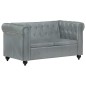 vidaXL Divano Chesterfield a 2 Posti Grigio in Vera Pelle vidaXL Divano Chesterfield a 2 Posti Grigio in Vera Pelle