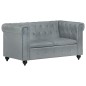 vidaXL Divano Chesterfield a 2 Posti Grigio in Vera Pelle vidaXL Divano Chesterfield a 2 Posti Grigio in Vera Pelle