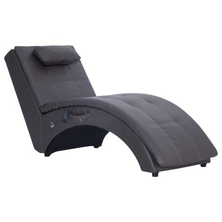 vidaXL Sdraio Massaggiante con Cuscino Grigia in Similpelle