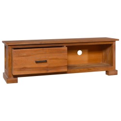 vidaXL Mobile Porta TV 112x30x37 cm in Legno Massello di Teak