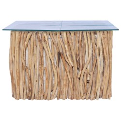 vidaXL Tavolino da Caffè Ripiano in Vetro 66x66x40 cm in Legno di Teak