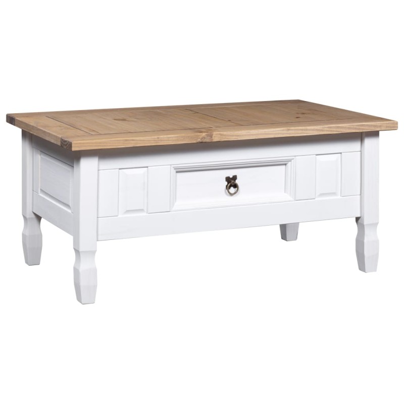 Tavolino Caffé Pino Messicano Corona Range Bianco 100x60x45cm Tavolino Caffé Pino Messicano Corona Range Bianco 100x60x45cm