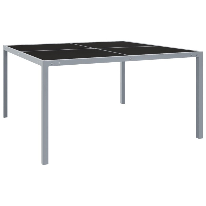 vidaXL Tavolo da Giardino 130x130x72 cm Grigio in Acciaio e Vetro vidaXL Tavolo da Giardino 130x130x72 cm Grigio in Acciaio e Vetro