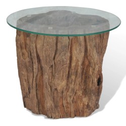 vidaXL Tavolino da Salotto in Legno di Teak e Vetro 50x40 cm