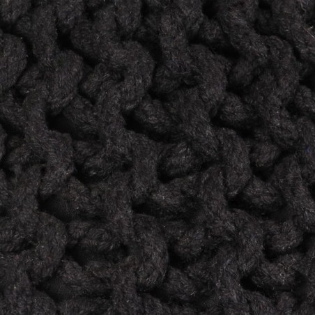 vidaXL Pouf Lavorato a Maglia in Cotone 50x35 cm Nero