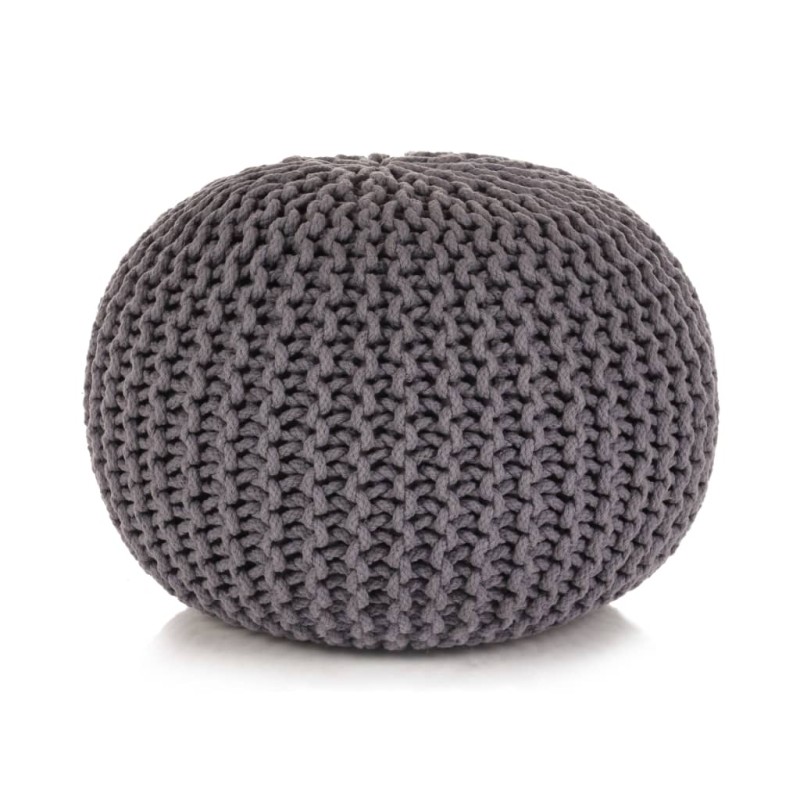 vidaXL Pouf Lavorato a Maglia in Cotone 50x35 cm Grigio vidaXL Pouf Lavorato a Maglia in Cotone 50x35 cm Grigio