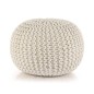 vidaXL Pouf Lavorato a Maglia in Cotone 50x35 cm Bianco vidaXL Pouf Lavorato a Maglia in Cotone 50x35 cm Bianco