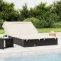 vidaXL Lettino Doppio Tetto Pieghevole Nero 213x118x97cm in Polyrattan vidaXL Lettino Doppio Tetto Pieghevole Nero 213x118x97cm in Polyrattan