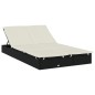 vidaXL Lettino Doppio Tetto Pieghevole Nero 213x118x97cm in Polyrattan vidaXL Lettino Doppio Tetto Pieghevole Nero 213x118x97cm in Polyrattan