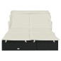 vidaXL Lettino Doppio Tetto Pieghevole Nero 213x118x97cm in Polyrattan vidaXL Lettino Doppio Tetto Pieghevole Nero 213x118x97cm in Polyrattan