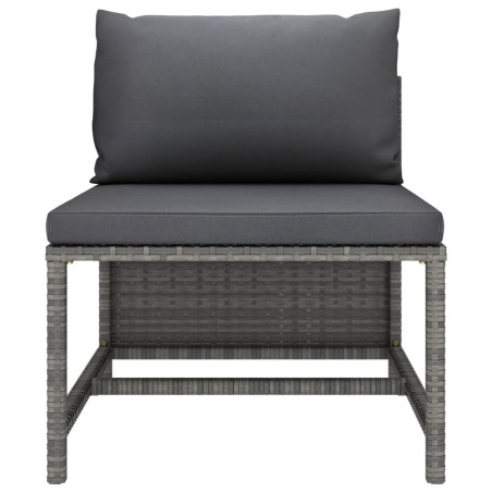 vidaXL Divano Centrale Modulare con Cuscini in Polyrattan Grigio