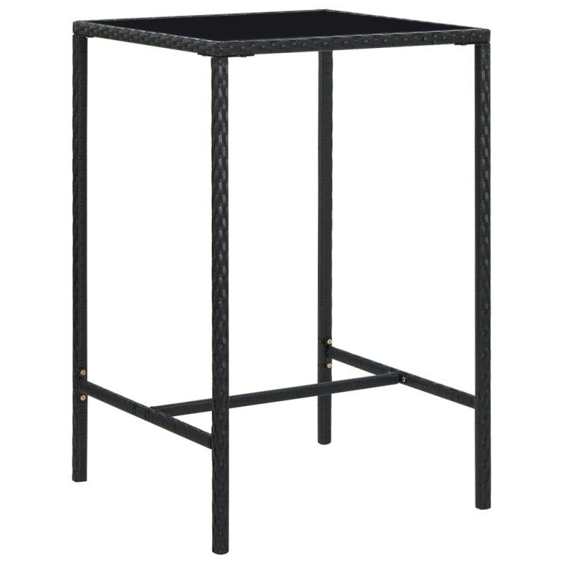 vidaXL Tavolo da Bar da Giardino Nero 70x70x110 cm Polyrattan e Vetro vidaXL Tavolo da Bar da Giardino Nero 70x70x110 cm Polyrattan e Vetro