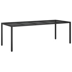 vidaXL Tavolo Giardino Nero 250x100x75cm Vetro Temperato e Polyrattan 