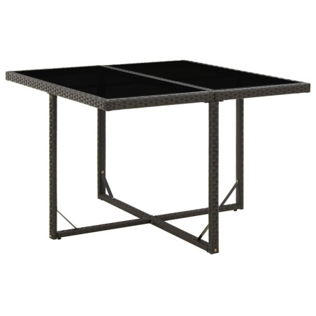 vidaXL Tavolo da Giardino Nero 109x107x74 cm in Polyrattan e Vetro
