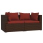 vidaXL Divano a 2 Posti con Cuscini in Polyrattan Marrone vidaXL Divano a 2 Posti con Cuscini in Polyrattan Marrone