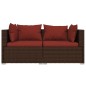 vidaXL Divano a 2 Posti con Cuscini in Polyrattan Marrone vidaXL Divano a 2 Posti con Cuscini in Polyrattan Marrone