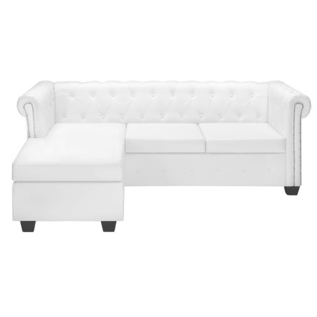 vidaXL Divano Chesterfield a L in Finta Pelle Bianco