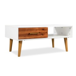 vidaXL Tavolino da Caffè in Legno Massello di Acacia 90x50x40 cm