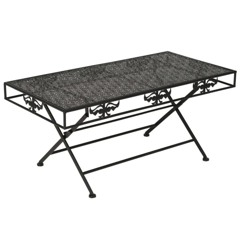 vidaXL Tavolino da Caffè Pieghevole Vintage Metallo 100x50x45 cm Nero vidaXL Tavolino da Caffè Pieghevole Vintage Metallo 100x50x45 cm Nero