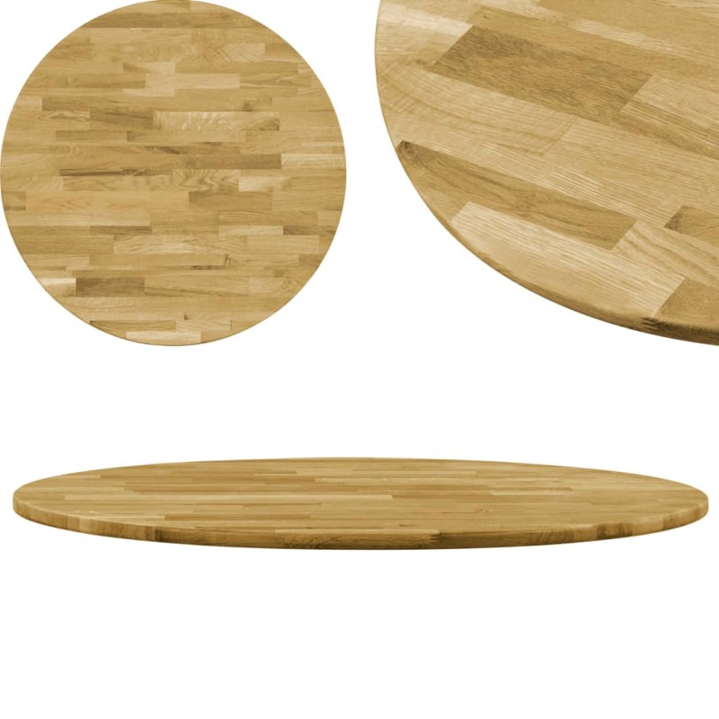 vidaXL Piano del Tavolo Legno Massello di Rovere Circolare 23mm 600mm 
