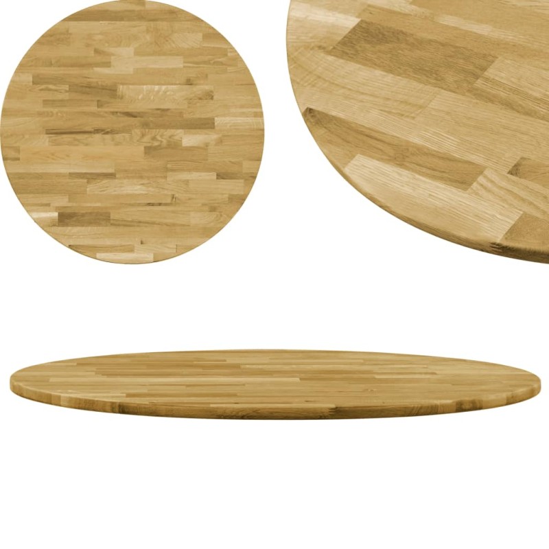 vidaXL Piano del Tavolo Legno Massello di Rovere Circolare 23mm 700mm 