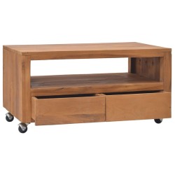 vidaXL Mobile Porta TV con Ruote 80x50x42 cm in Legno Massello di Teak