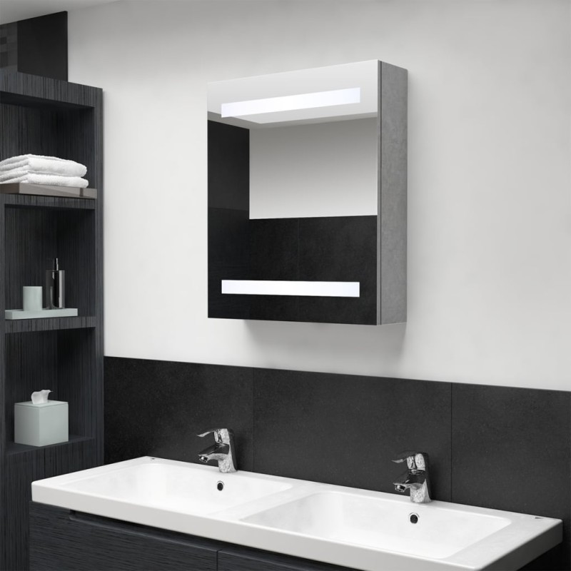 vidaXL Armadietto Bagno con Specchio e LED Grigio Cemento 50x14x60 cm vidaXL Armadietto Bagno con Specchio e LED Grigio Cemento 50x14x60 cm