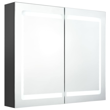 vidaXL Armadietto Bagno con Specchio e LED Grigio 80x12x68 cm