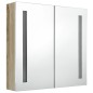 vidaXL Armadietto Bagno con Specchio e LED Bianco e Rovere 62x14x60 cm vidaXL Armadietto Bagno con Specchio e LED Bianco e Rovere 62x14x60 cm