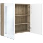 vidaXL Armadietto Bagno con Specchio e LED Bianco e Rovere 62x14x60 cm vidaXL Armadietto Bagno con Specchio e LED Bianco e Rovere 62x14x60 cm