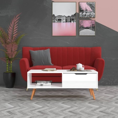 vidaXL Tavolino da Caffè Bianco Lucido 100x49,5x43 cm in Truciolato